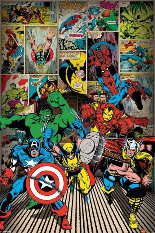 Pyramid Marvel Comics Here Come the Heroes Poster 61x91,5cm | Yourdecoration.com