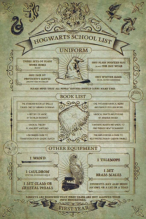 Pyramid Harry Potter Hogwarts School List Poster 61x91,5cm | Yourdecoration.com