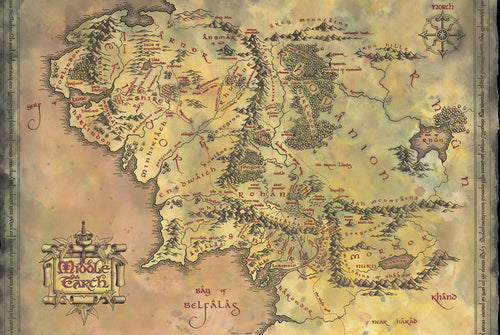 Pyramid The Lord of the Rings Middle Earth Map Poster 91,5x61cm | Yourdecoration.com