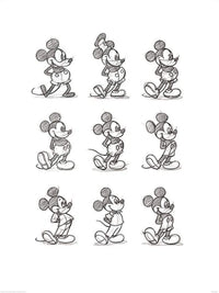 Pyramid Mickey Mouse Sketched Multi Art Print 60x80cm | Yourdecoration.com