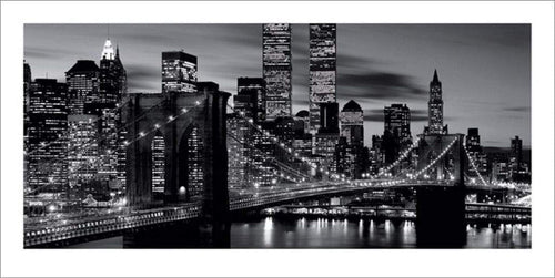 Pyramid Brooklyn Bridge Black and White Art Print 50x100cm | Yourdecoration.com
