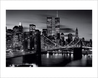 Pyramid Brooklyn Bridge at Night Black and White Art Print 40x50cm | Yourdecoration.com