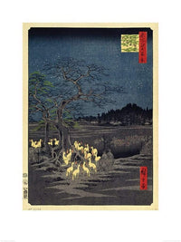 Pyramid Hiroshige Fox Fires on New Years Eve at the Changing Tree in Oji Art Print 60x80cm | Yourdecoration.com