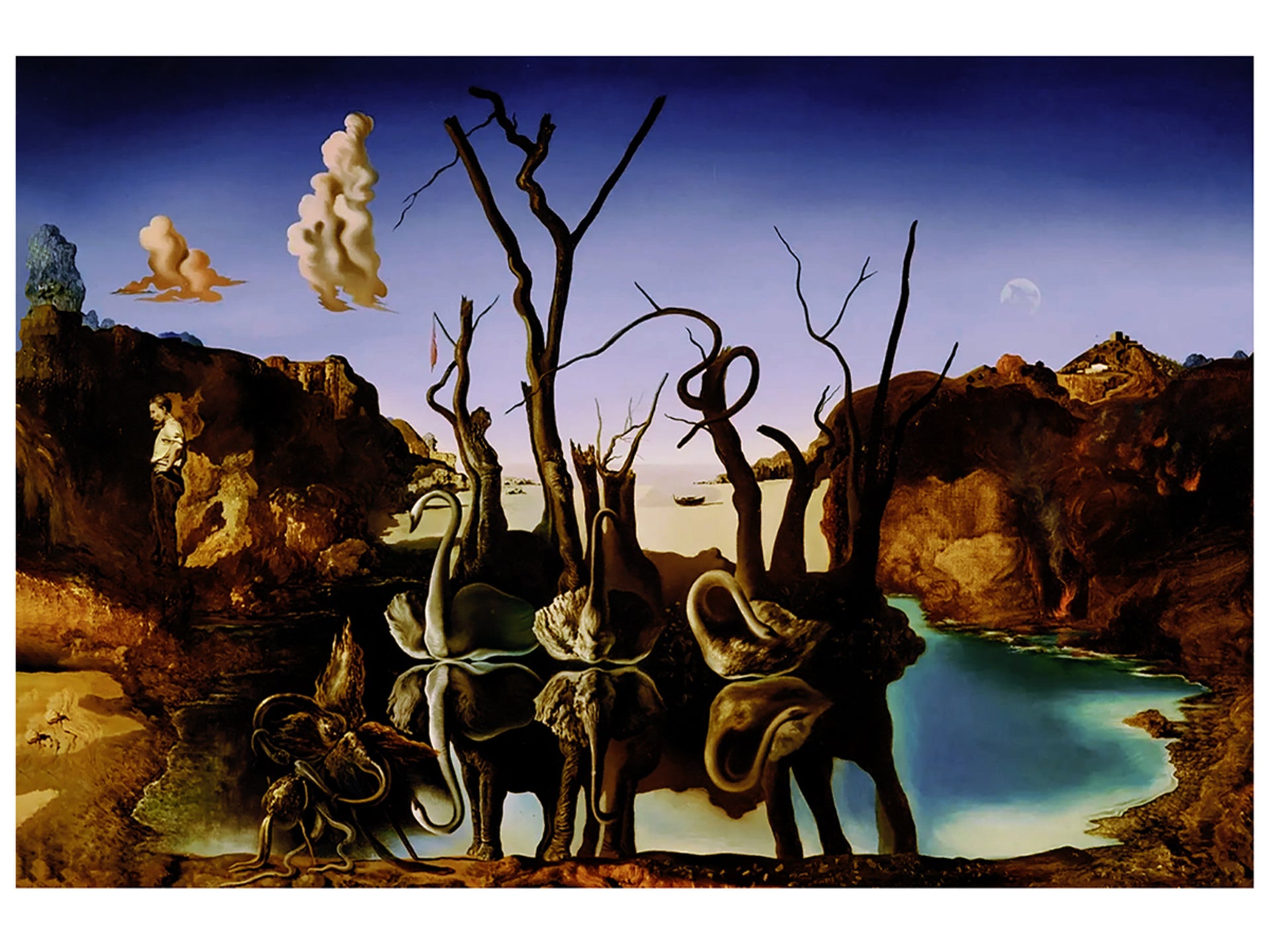 Salvador Dali Reflections of Elephants Art Print 80x60cm | Yourdecoration.com