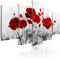 Canvas Print Klaprozen Rood Wonder 5 Panels 200x100cm