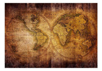 Wall Mural - World on Old Map 300x210cm - Non-Woven Murals