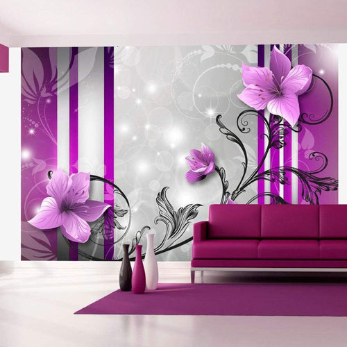 Wall Mural - Violet Buds 100x70cm - Non-Woven Murals