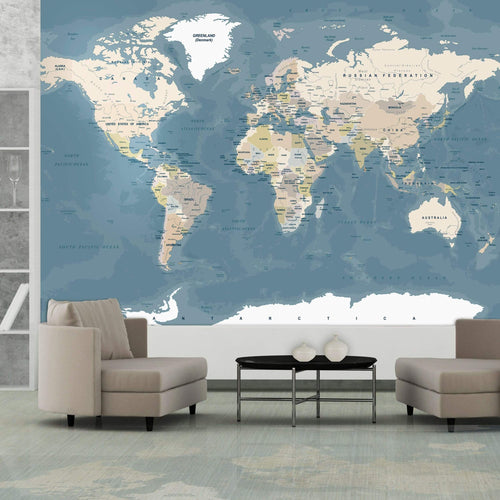 Wall Mural - Vintage World Map 250x175cm - Non-Woven Murals