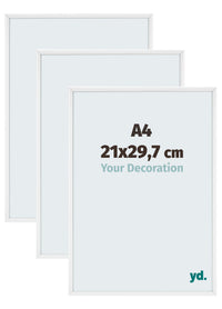 Aurora Aluminium Photo Frame 21x29-7cm A4 Set Van 3 White High Gloss Front Size | Yourdecoration.com