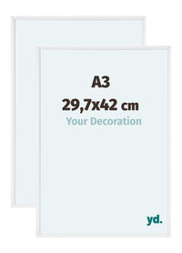 Aurora Aluminium Photo Frame 29-7x42cm A3 Set Van 2 White High Gloss Front Size | Yourdecoration.com