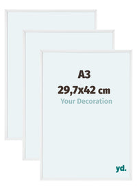 Aurora Aluminium Photo Frame 29-7x42cm A3 Set Van 3 White High Gloss Front Size | Yourdecoration.com