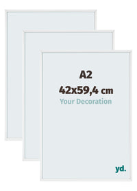 Aurora Aluminium Photo Frame 42x59-4cm A2 Set Van 3 White High Gloss Front Size | Yourdecoration.com