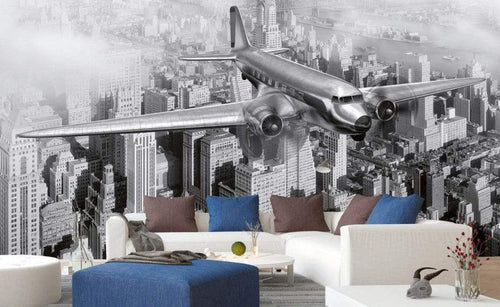 Dimex Airplane Wall Mural 375x250cm 5 Panels Ambiance | Yourdecoration.com