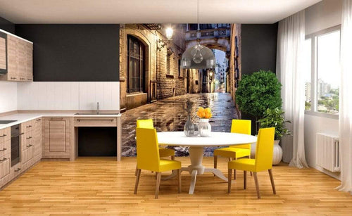 Dimex Ancient Street Wall Mural 225x250cm 3 Panels Ambiance | Yourdecoration.com