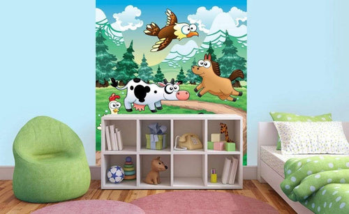 Dimex Animals and Forest Wall Mural 225x250cm 3 Panels Ambiance | Yourdecoration.com