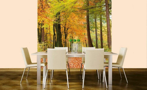 Dimex Autumn Forest Wall Mural 225x250cm 3 Panels Ambiance | Yourdecoration.com