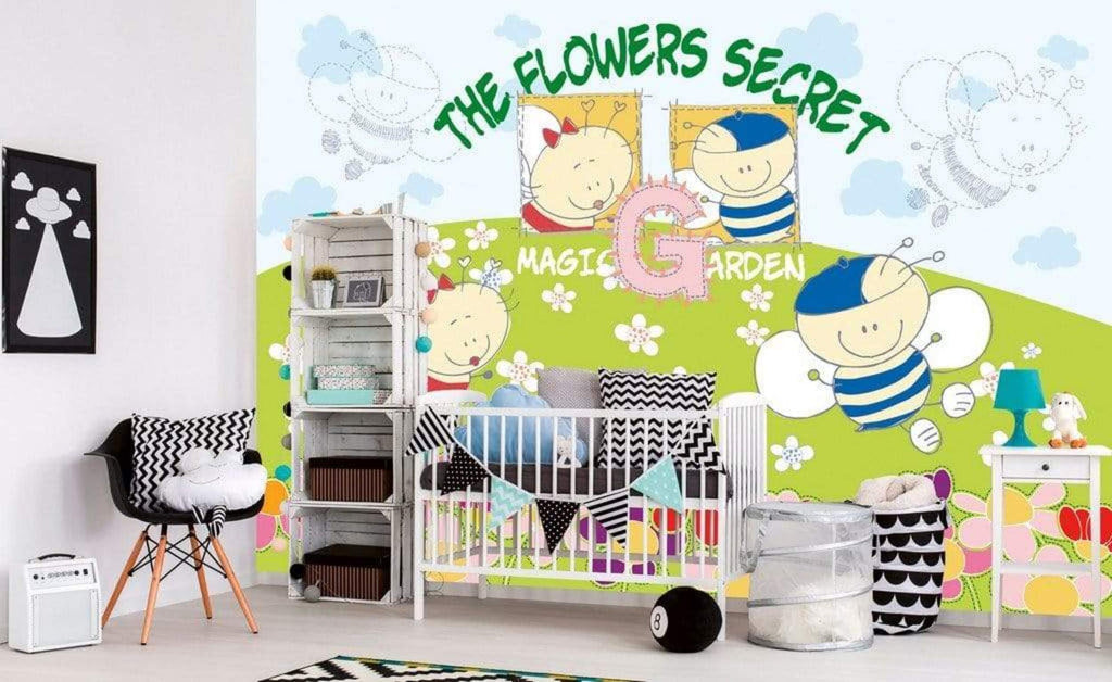 Dimex Baby Bees Wall Mural 375x250cm 5 Panels Ambiance | Yourdecoration.com