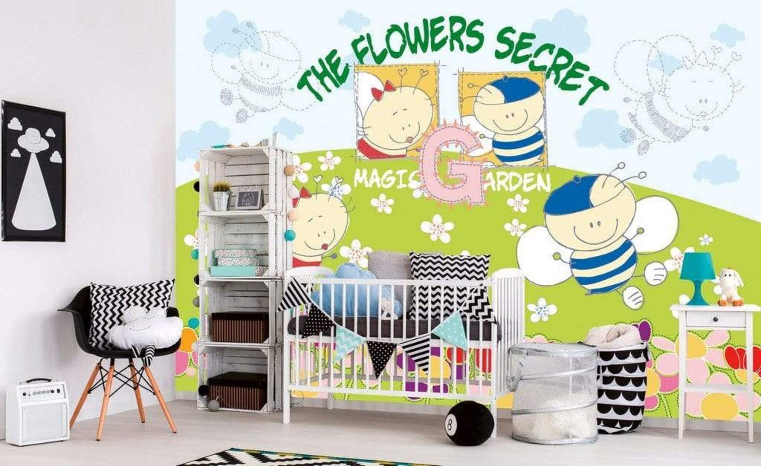 Dimex Baby Bees Wall Mural 375x250cm 5 Panels Ambiance | Yourdecoration.com