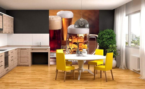 Dimex Beer Mugs Wall Mural 225x250cm 3 Panels Ambiance | Yourdecoration.com