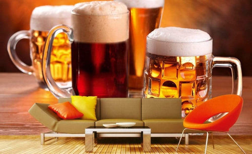 Dimex Beer Mugs Wall Mural 375x250cm 5 Panels Ambiance | Yourdecoration.com