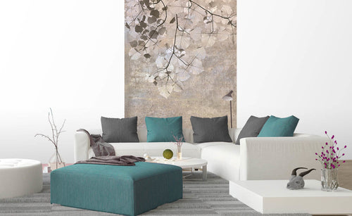 Dimex Beige Leaves Abstract Wall Mural 150x250cm 2 Panels Ambiance | Yourdecoration.com