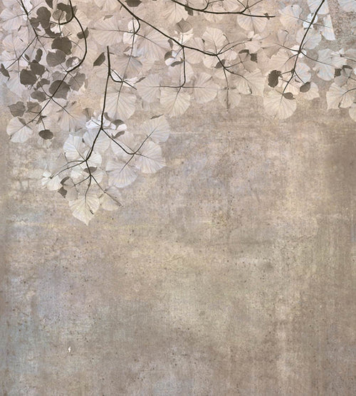 Dimex Beige Leaves Abstract Wall Mural 225x250cm 3 Panels | Yourdecoration.com