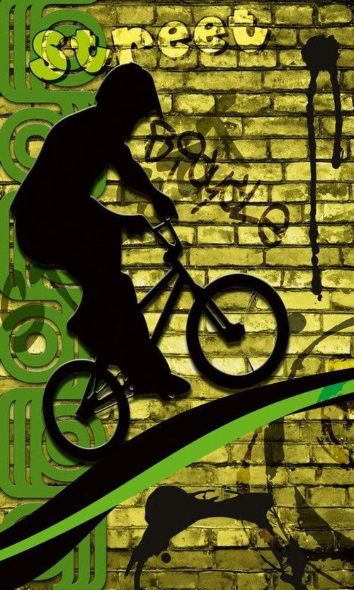 Dimex Bicycle Green Wall Mural 150x250cm 2 Panels | Yourdecoration.com