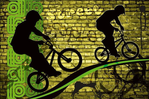 Dimex Bicycle Green Wall Mural 375x250cm 5 Panels | Yourdecoration.com