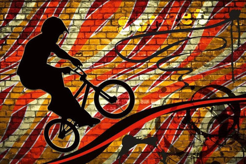 Dimex Bicycle Red Wall Mural 375x250cm 5 Panels | Yourdecoration.com