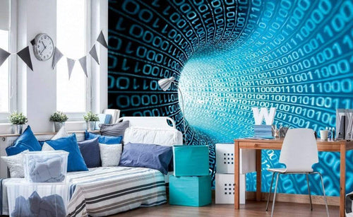 Dimex Binary Stream Wall Mural 375x250cm 5 Panels Ambiance | Yourdecoration.com