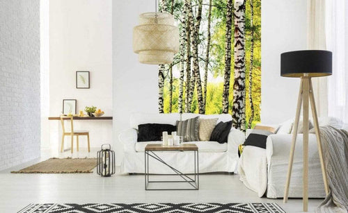 Dimex Birch Path Wall Mural 150x250cm 2 Panels Ambiance | Yourdecoration.com