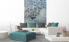 Dimex Blue Leaves Abstract Wall Mural 150x250cm 2 Panels Ambiance | Yourdecoration.com