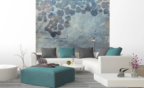 Dimex Blue Leaves Abstract Wall Mural 225x250cm 3 Panels Ambiance | Yourdecoration.com