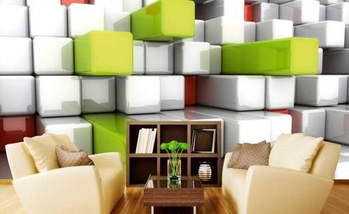 Dimex Boxes Wall Mural 375x250cm 5 Panels Ambiance | Yourdecoration.com