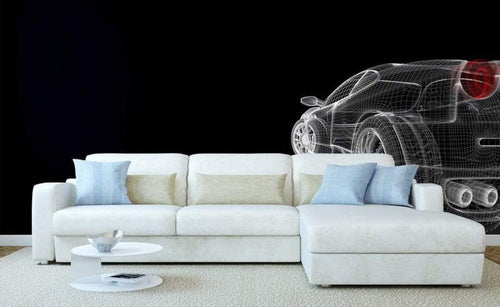 Dimex Car Model Dark Wall Mural 225x250cm 3 Panels Ambiance | Yourdecoration.com