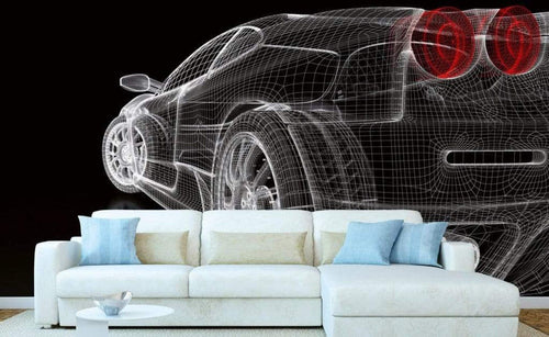 Dimex Car Model Dark Wall Mural 375x250cm 5 Panels Ambiance | Yourdecoration.com