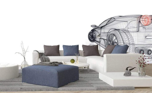 Dimex Car Model Light Wall Mural 225x250cm 3 Panels Ambiance | Yourdecoration.com