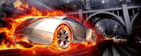 Dimex Car in Flames Wall Mural 375x150cm 5 Panels | Yourdecoration.com