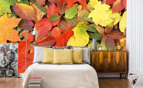 Dimex Colourful Leaves Wall Mural 375x250cm 5 Panels Ambiance | Yourdecoration.com
