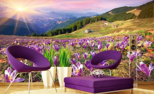 Dimex Crocuses at Spring Wall Mural 375x250cm 5 Panels Ambiance | Yourdecoration.com