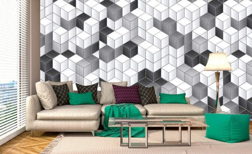 Dimex Cube Blocks Wall Mural 375x250cm 5 Panels Ambiance | Yourdecoration.com
