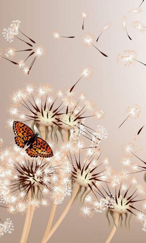 Dimex Dandelions and Butterfly Wall Mural 150x250cm 2 Panels | Yourdecoration.com