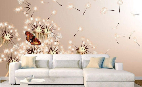Dimex Dandelions and Butterfly Wall Mural 375x250cm 5 Panels Ambiance | Yourdecoration.com