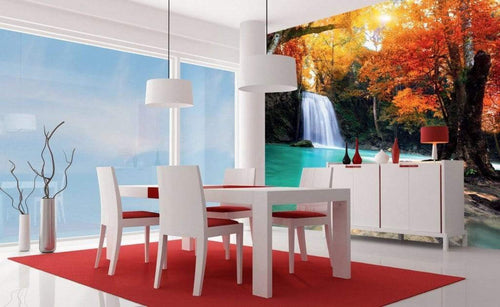 Dimex Deep Forest Waterfall Wall Mural 225x250cm 3 Panels Ambiance | Yourdecoration.com