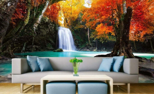 Dimex Deep Forest Waterfall Wall Mural 375x250cm 5 Panels Ambiance | Yourdecoration.com