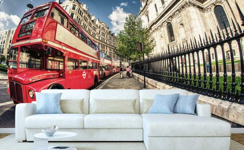 Dimex Double Decker Bus Wall Mural 375x250cm 5 Panels Ambiance | Yourdecoration.com