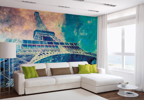 Dimex Eiffel Tower Abstract I Wall Mural 375x250cm 5 Panels Ambiance | Yourdecoration.com
