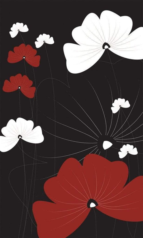 Dimex Flowers on Black Wall Mural 150x250cm 2 Panels | Yourdecoration.com
