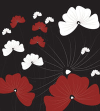 Dimex Flowers on Black Wall Mural 225x250cm 3 Panels | Yourdecoration.com