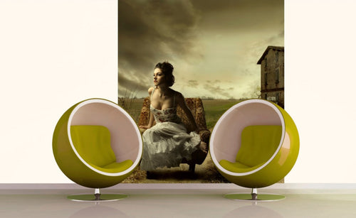 Dimex Girl on Armchair Wall Mural 225x250cm 3 Panels Ambiance | Yourdecoration.com
